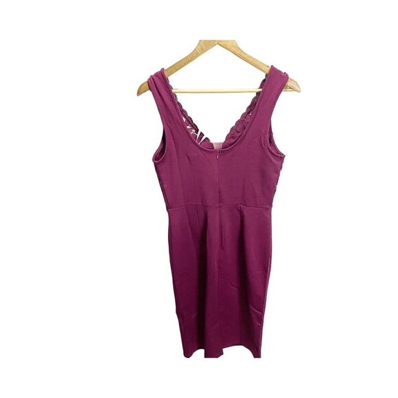 GRACE KARIN Women Sleeveless Deep V Neck Cocktail Pencil Dress Lace Purple M - Picture 3 of 4